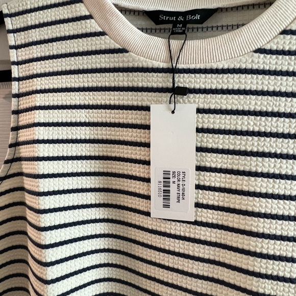 Striped Sleeveless Dress with Navy Skirt - Picture 5 of 8